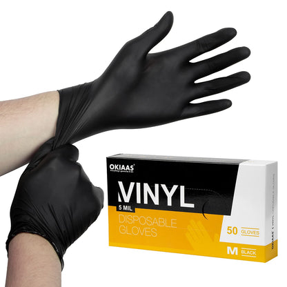 OKIAAS Vinyl Disposable Gloves, Latex-Free, Powder Free, Food Grade