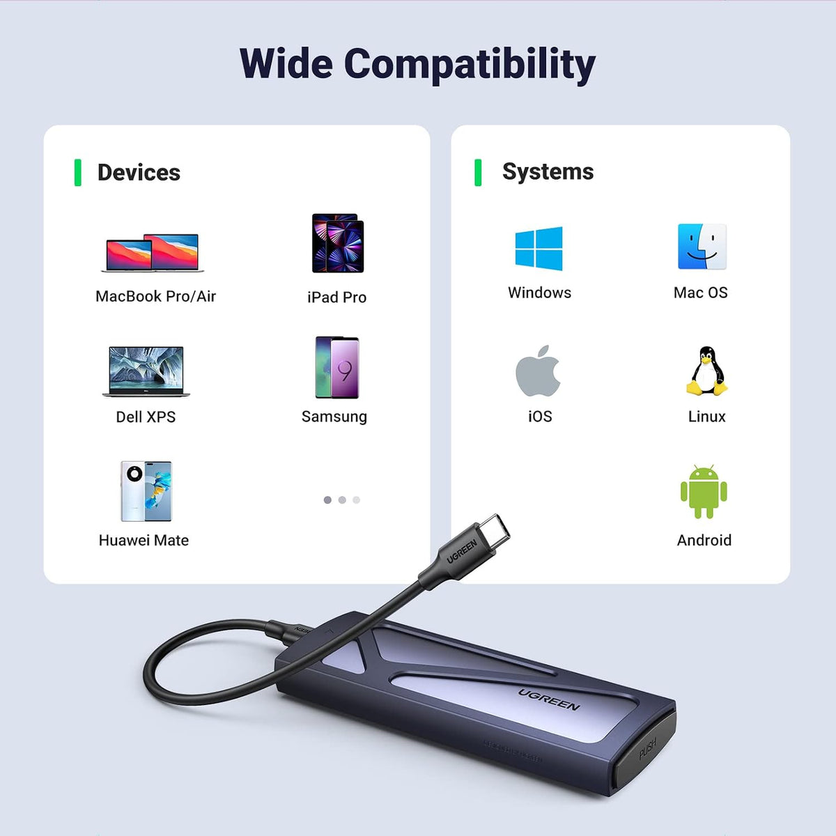 UGREEN USB-C M.2 NVMe SSD Enclosure, 10Gbps