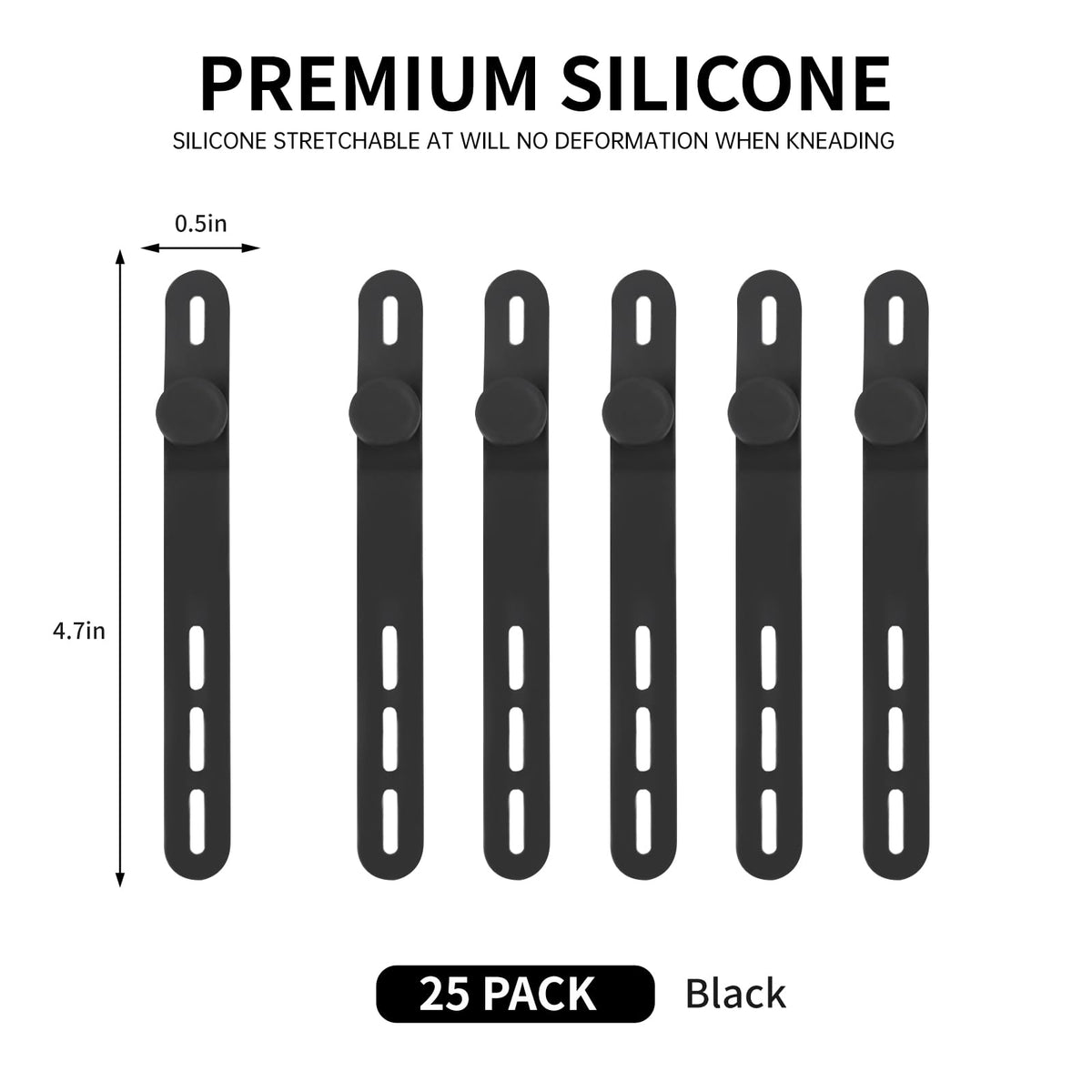 25 Pcs Silicone Cable Ties, Cable Ties Reusable, High Elasticity Cord Wraps for Electrical Cords, Cord Organizer for Earphone, Phone Charger(White)