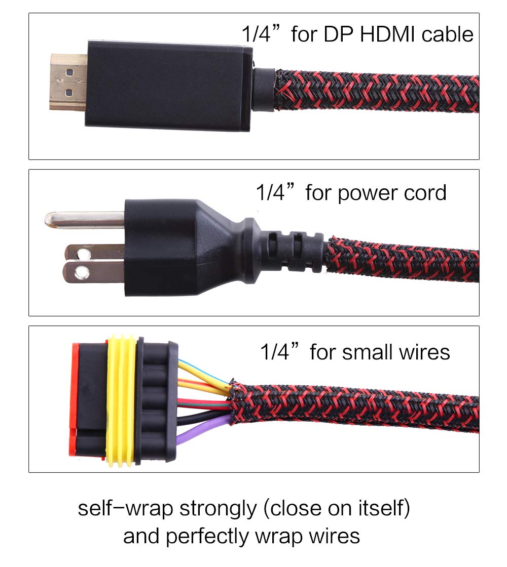 Alex Tech 10ft - 1/2 inch Cord Protector Wire Loom Tubing Cable Sleeve Split Sleeving For USB Cable Power Cord Audio Video Cable – Protect Cat From Chewing - Black