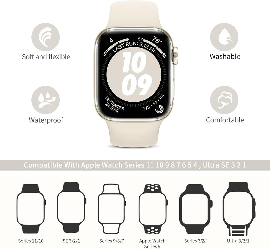6 Pack Sport Silicone Bands Compatible with Apple Watch Band for Women Men