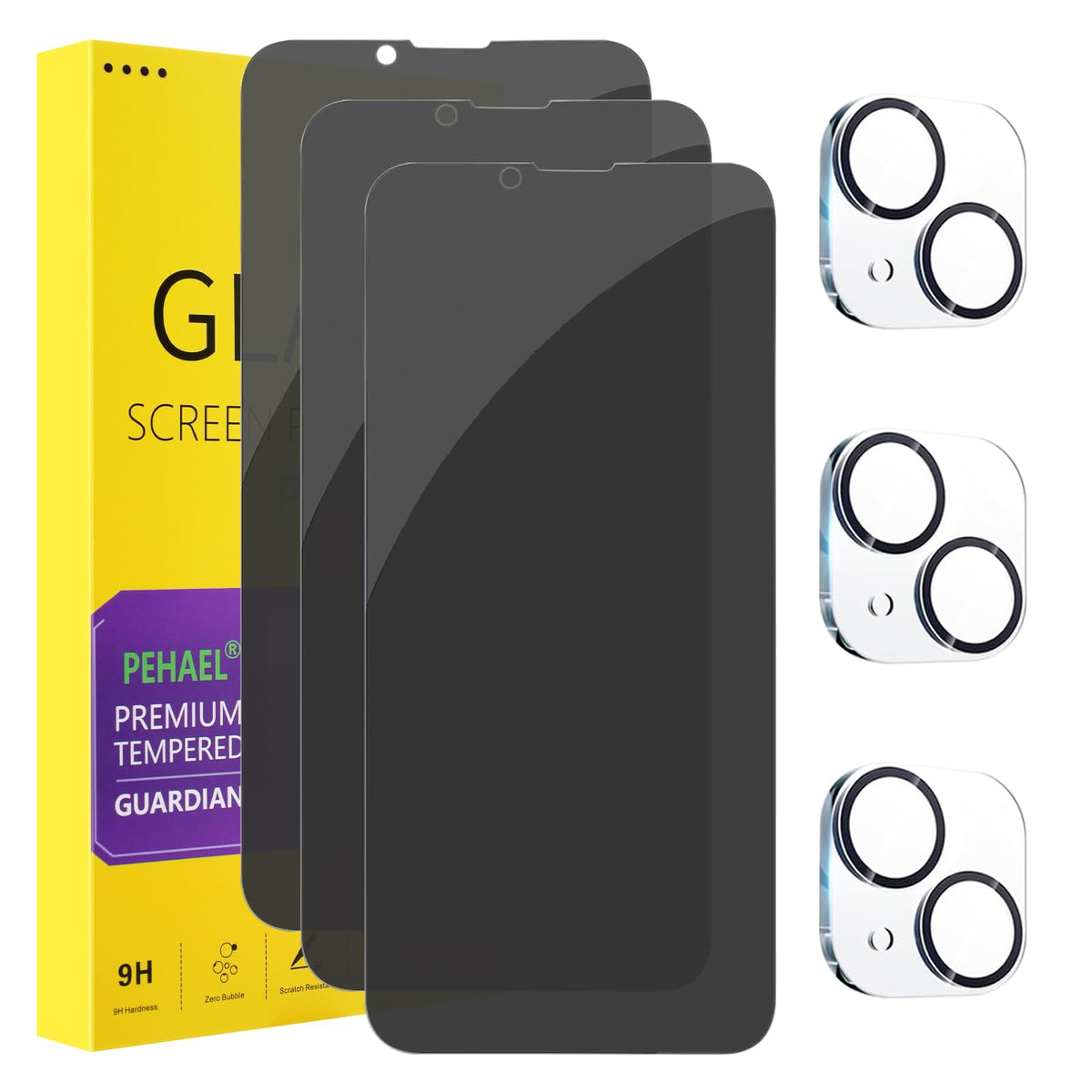 PEHAEL for iPhone 18 Pro Privacy Screen Protector+Camera Lens Protector
