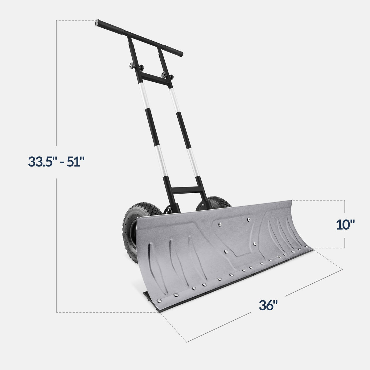 Best Choice Products 36in Heavy-Duty 2-Wheel Snow Pusher Hand Plow - Black