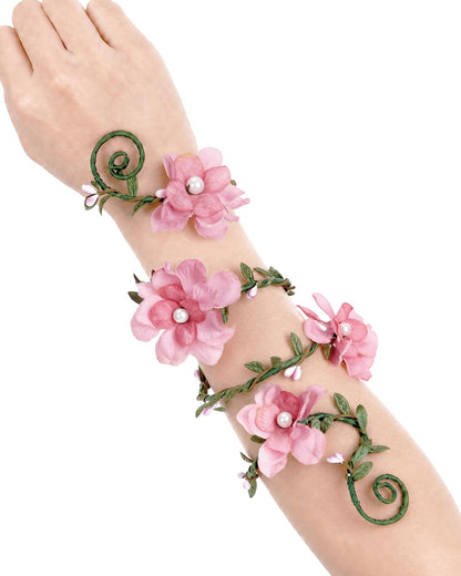 FRESHME Renaissance Fairy Floral Arm Wrap - 1 PC Elf Bracelet Forest Mother Nature Costume Renfaire Cosplay Fairy Accessories