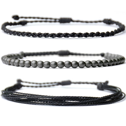 Mezcla Vida Handmade Natural Stone Beaded Healing Bracelet Gift for Men Adjustable Rope String Bracelet