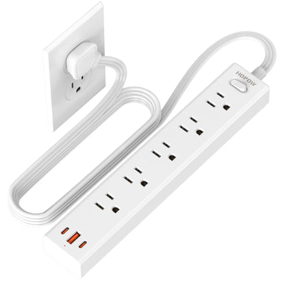 5 Outlets 2 Prong Power Strip with 3USB, 6FT Extension Cord for Old House