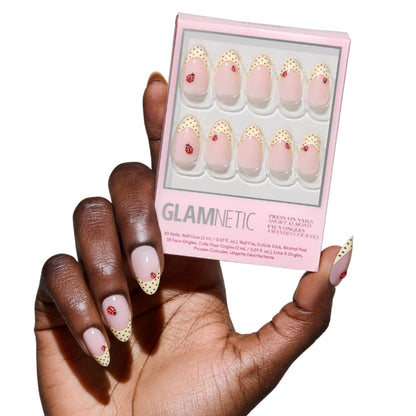 Glamnetic Press On Nails, Short Almond Glossy, Fake Nails 24pc Nail Kit