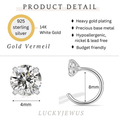 925 Sterling Silver Small Huggie Half Hoop Earrings for Women