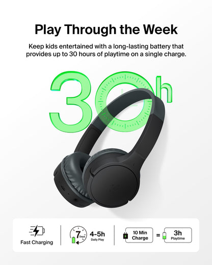 Belkin SoundForm Mini Kids Headphones, Wireless&Wired, 30H Playime, School