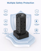 Tower Extension Lead with USB Slots, 8 Way Multi Plug Extension Tower &4USB