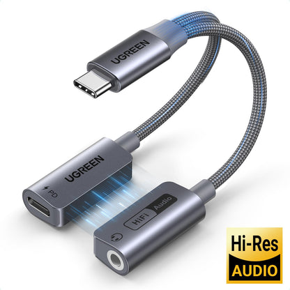 UGREEN Magnetic 2 in 1 USB C to 3.5mm Audio Adapter and Charger, Black