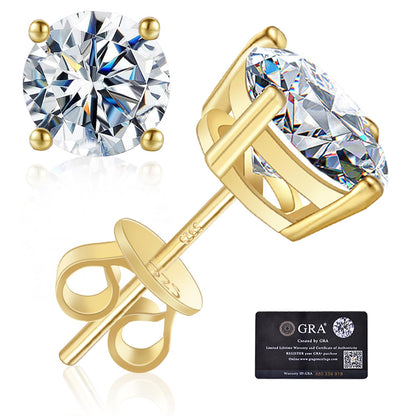 Moissanite Stud Earrings GRA 925 Sterling Silver Earrings for Men