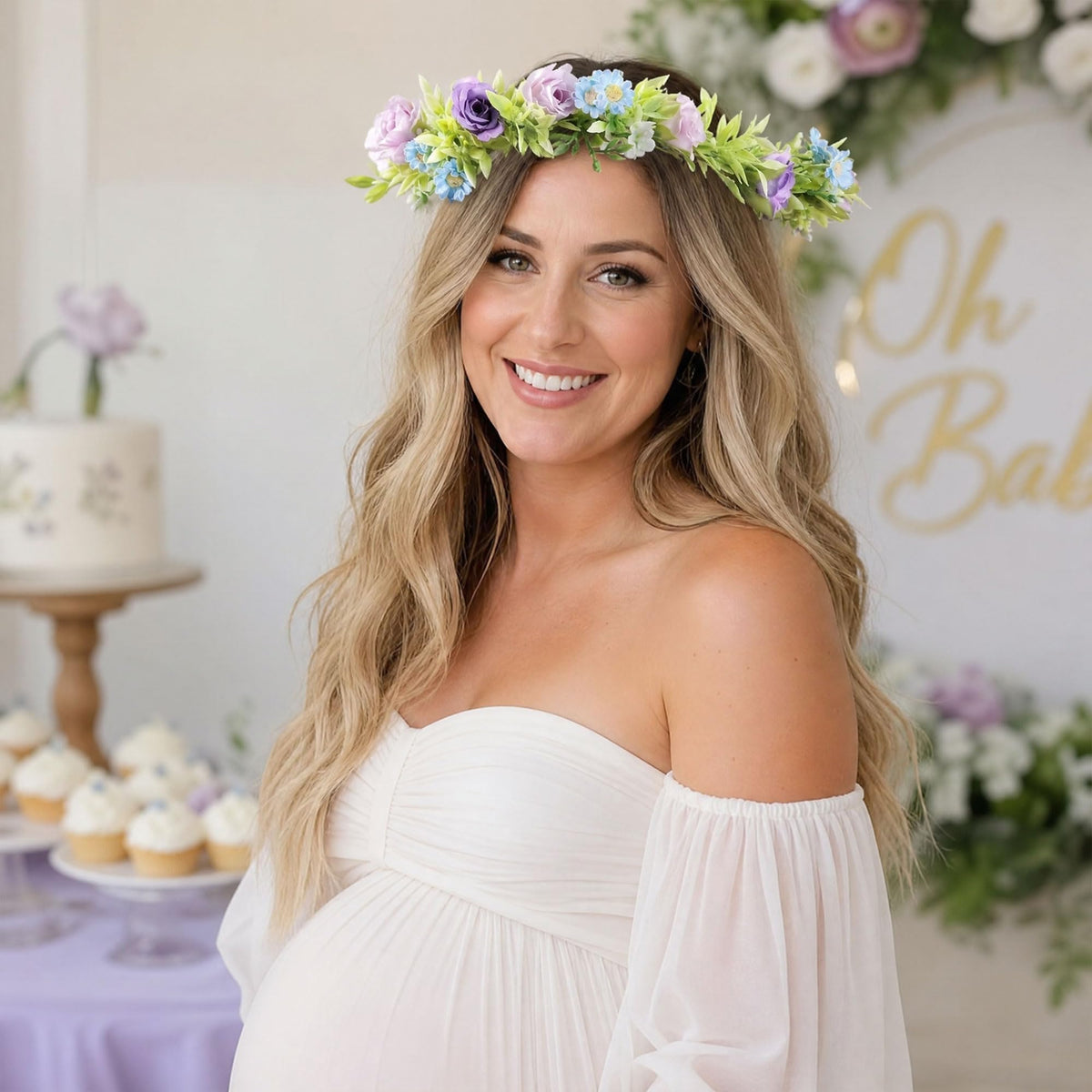 Pink Bohemian Flower Crown, Fairy Babys Breath Flower Headband