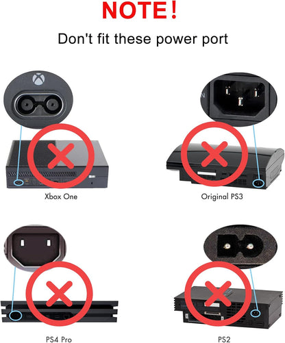 TPLTECH AC Power Cord for Sony PS5/PS4/PS3 Slim, Xbox Series S/Series X, Xbox One S/One X, 2 Prong C7 Universal TV Power Cable Replacement