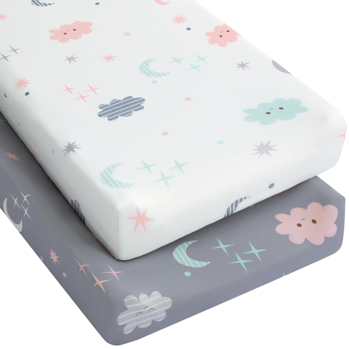 Yoofoss 2-Pack Baby Crib Sheets for Boys Girls 52x28 (Green+Leaf)