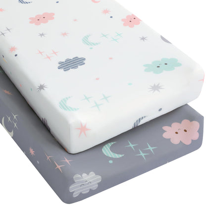 Yoofoss 2-Pack Baby Crib Sheets for Boys Girls 52x28 (Green+Leaf)
