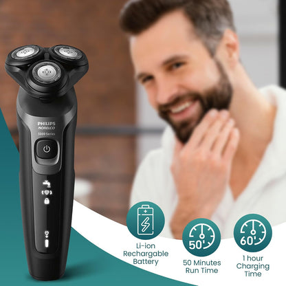 Philips Electric Shavers for Men, Rechargeable AquaTouch Mens Electric Shaver Wet and Dry with Comfort Cut Blades and Click-on Precision Trimmer, Cordless Electric Razors with 5D Flex Head