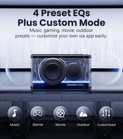 Edifier QD25 Bluetooth Speaker | Portable Desktop Audio, 25W (RMS) Dynamic Sound, Hi-Res Audio, Splendid Light Effects, 15H Playtime, Bluetooth 6.0, Wireless Stereo Pairing, White