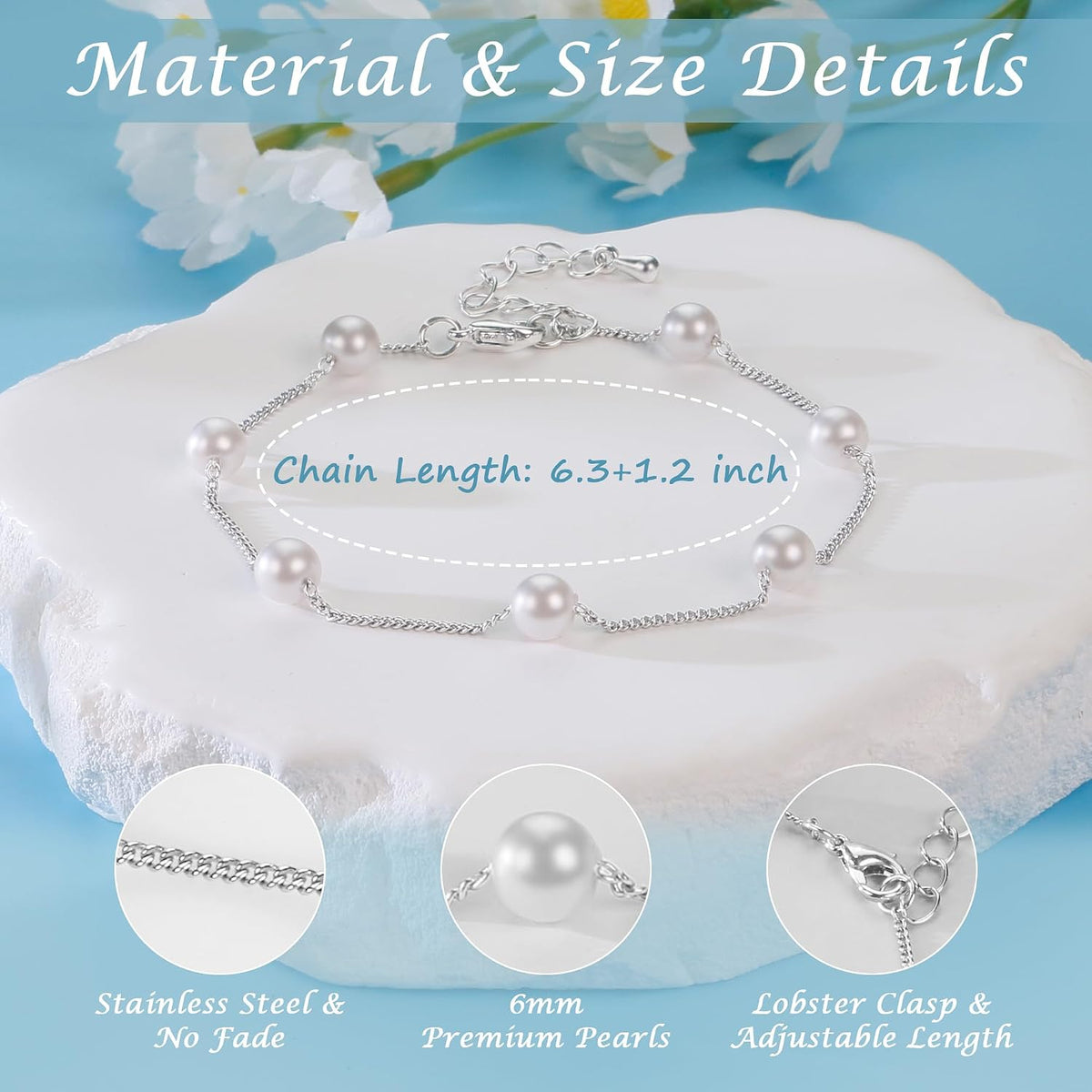 Pearl Bracelets for Women and Girls, Dainty Bracelet Wedding Pearl Jewelry