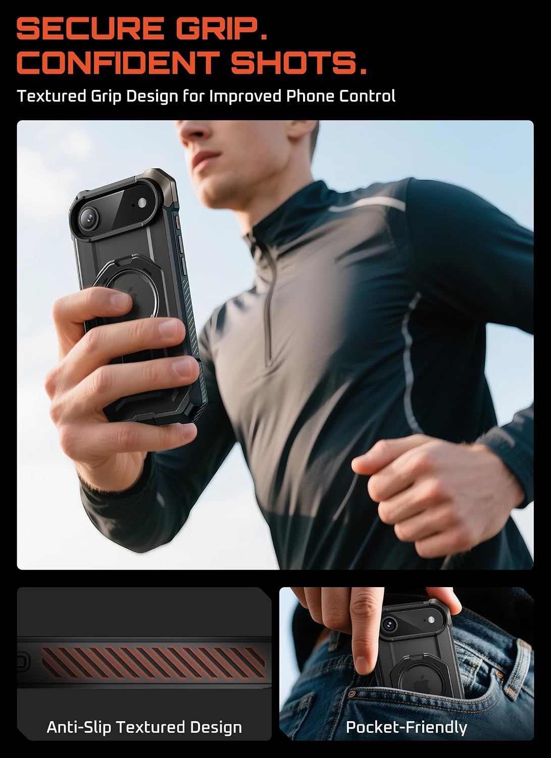 SUPCASE for iPhone 17 Case with Stand & Camera Control Button, Black