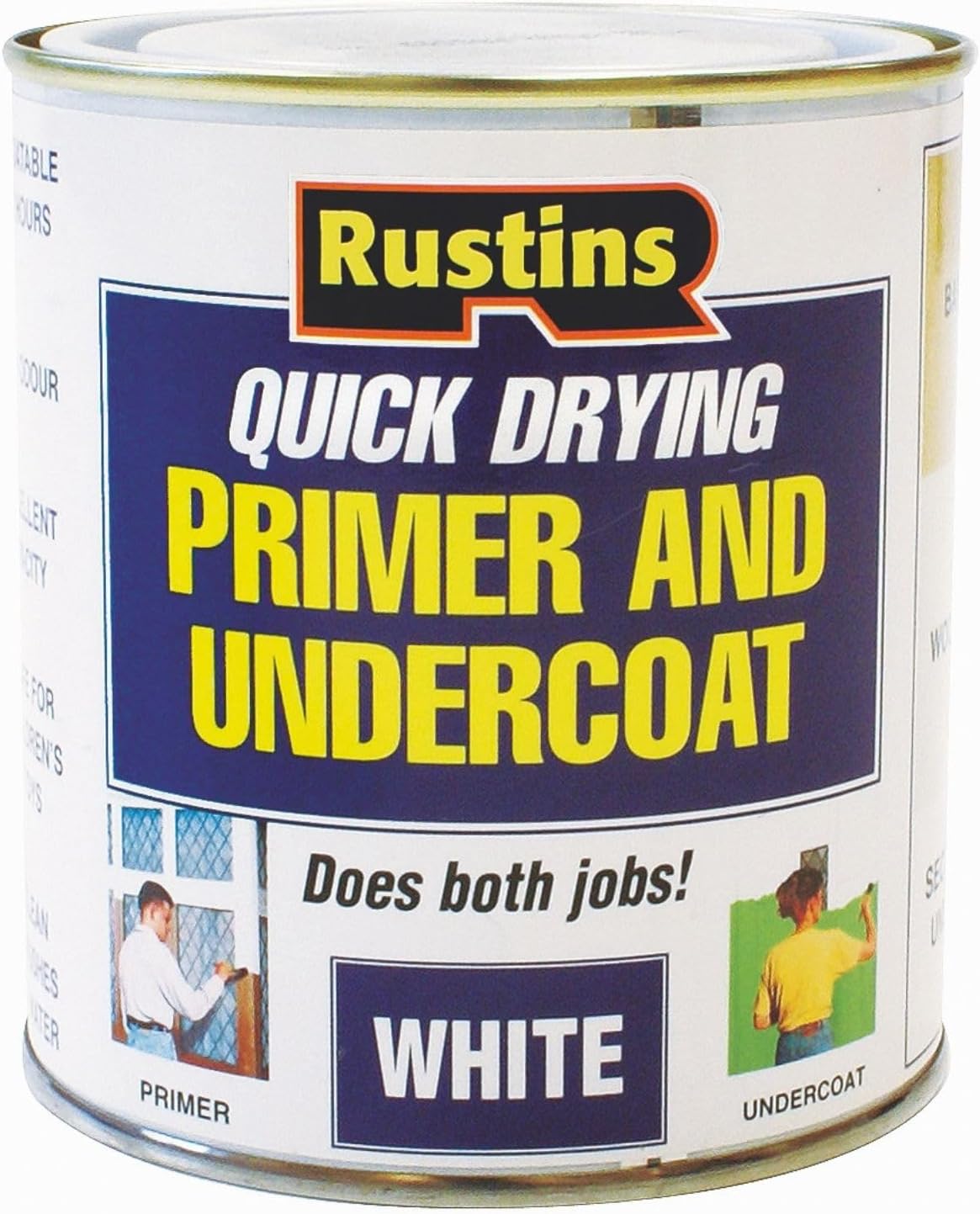 RUSTINS WHPU500 500ml Quick Dry Primer Undercoat - Fast-Drying Paint Base for Smooth Coverage; Easy-to-Use Interior & Exterior Prep Coat for Walls, Woodwork & DIY Home Decorating