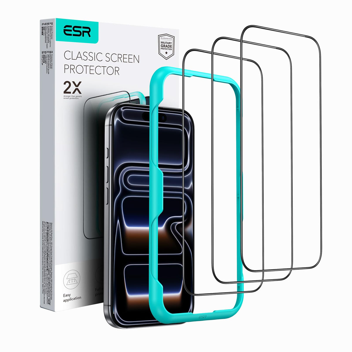 ESR 3 Pack for iPhone 17/iPhone 16 Pro Screen Protector, Align Frame
