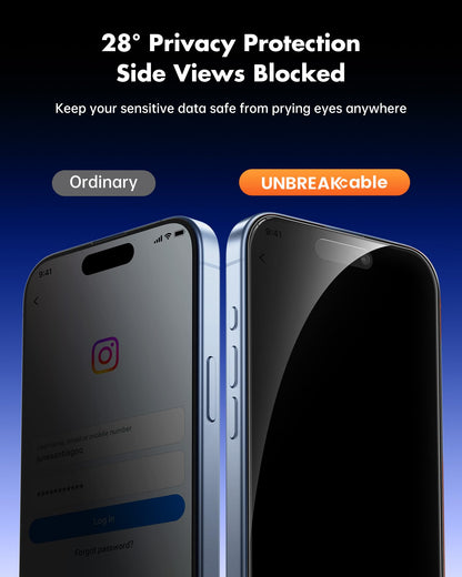 UNBREAKcable Privacy Screen Protector for iPhone 16 Pro, 2-Pack