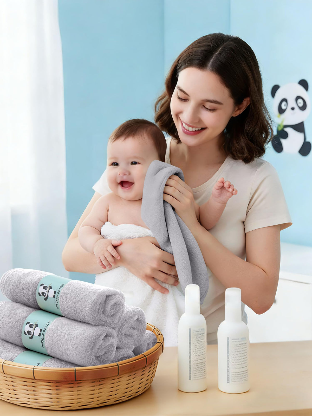 HIPHOP PANDA Soft Baby Washcloths, 2-Layer, 30 Pack Newborn Gift Set