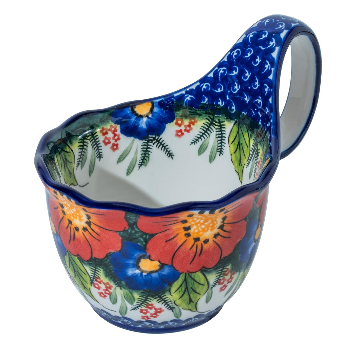 ALMA Handpainted Soup Bowl with Large Loop Handle,Easier Secure Grip
