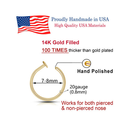 Small Thin Gold Nose Ring Hoop for Women, 20G/22G/24G, 5mm/6mm/7mm/8mm