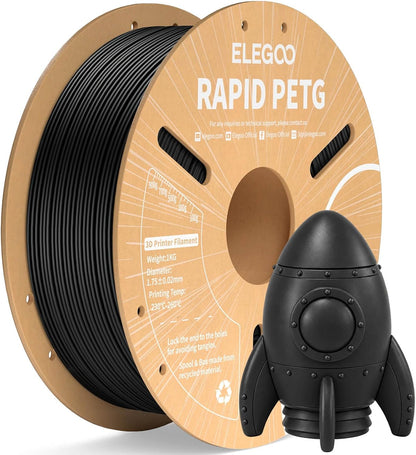 ELEGOO Rapid PETG 3D Printer Filament 1.75mm Black 1KG