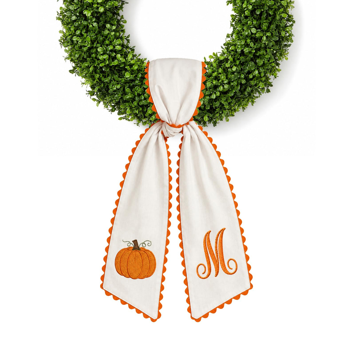 Halloween Pumpkin Wreath Sash Fall Front Door Orange Bow Decor (Y)