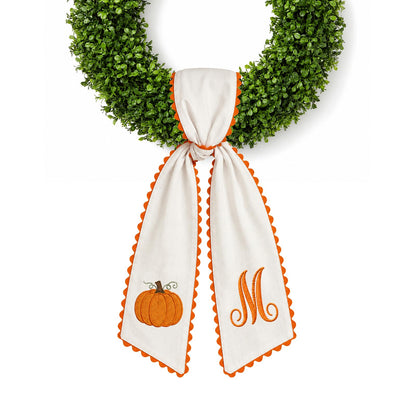 Halloween Pumpkin Wreath Sash Fall Front Door Orange Bow Decor (Y)
