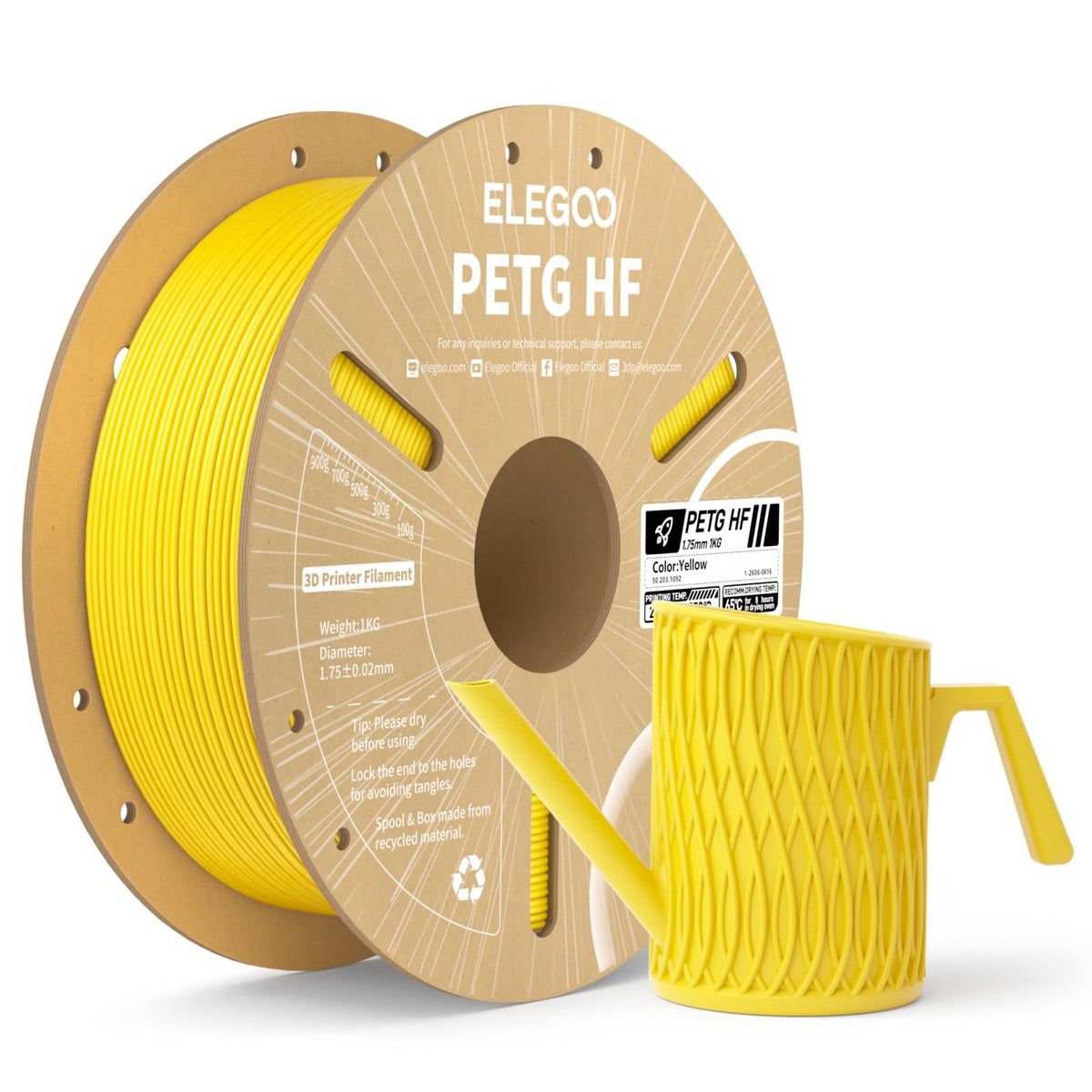 ELEGOO Rapid PETG 3D Printer Filament 1.75mm Black 1KG
