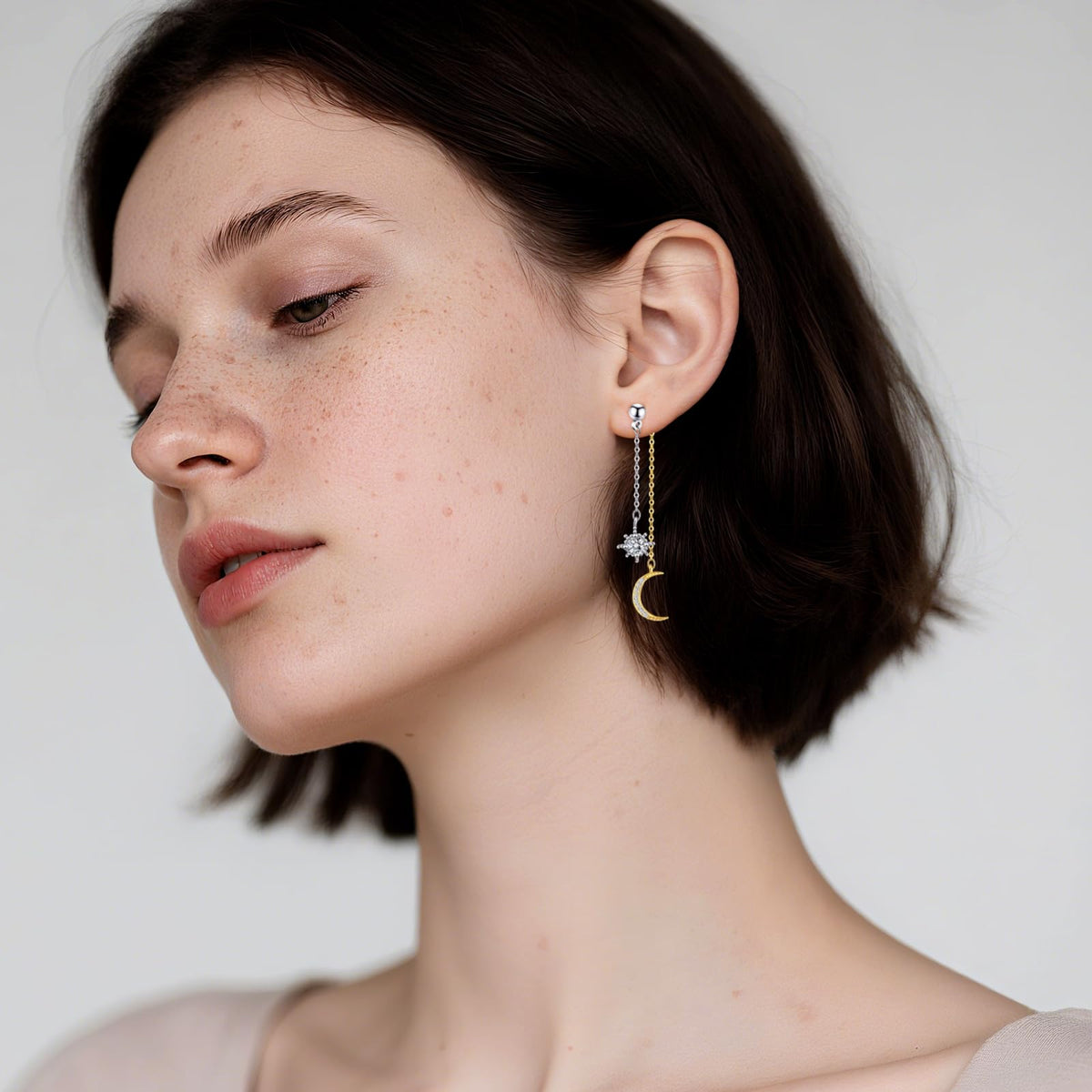 Moon and Star Dangle Earrings