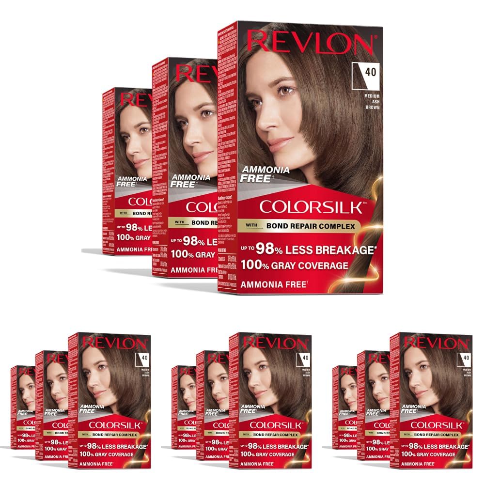 Revlon ColorSilk with Bond Repair Hair Color, 51 Light Brown, 3pk