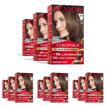 Revlon ColorSilk with Bond Repair Hair Color, 51 Light Brown, 3pk