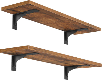 HOOBRO Floating Shelves for Wall, 15.7" Wall Mounted Shelves Set of 2