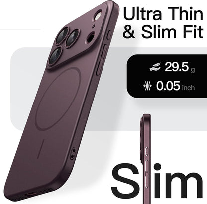 JETech Magnetic Slim Case for iPhone 18 Pro, Dark Cherry