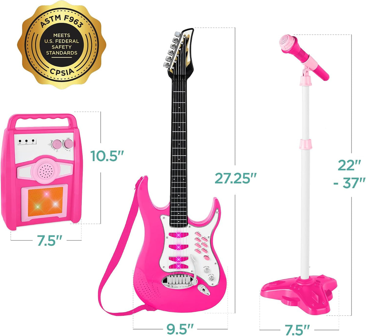 Best Choice Products Kids Guitar Set with Microphone & Amp, Pink