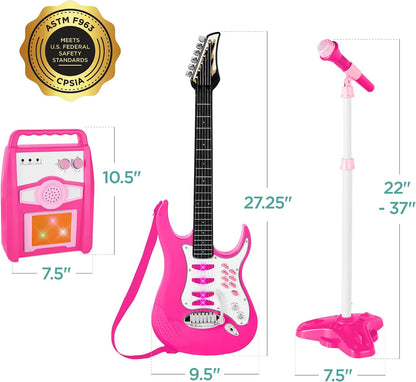 Best Choice Products Kids Guitar Set with Microphone & Amp, Pink