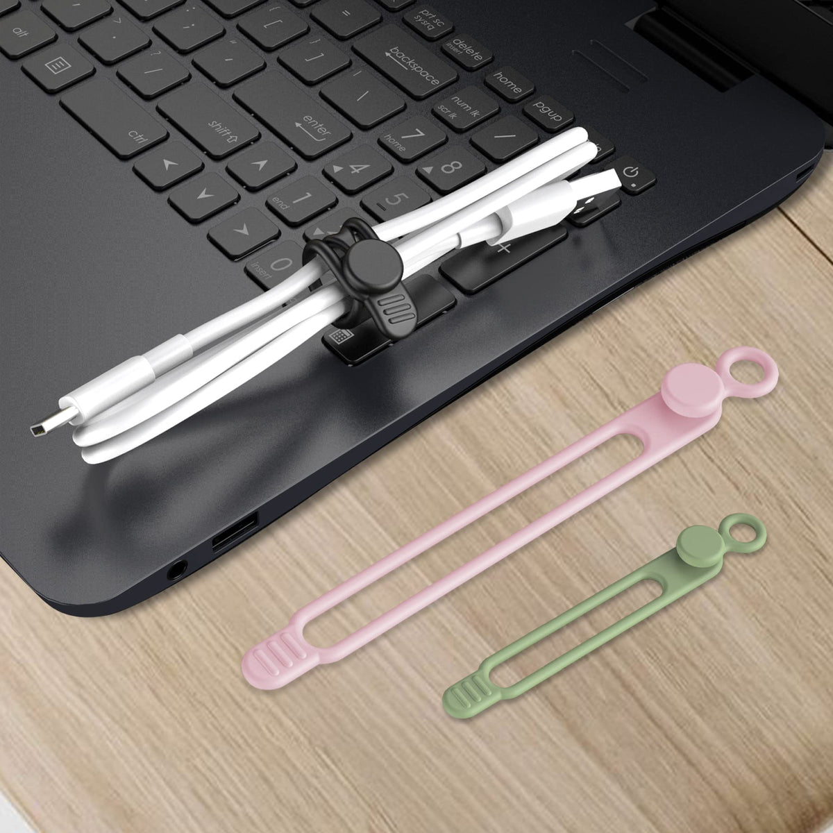 Silicone Cable Ties, Cord Organizer Cable Management,2Sizes-Grey