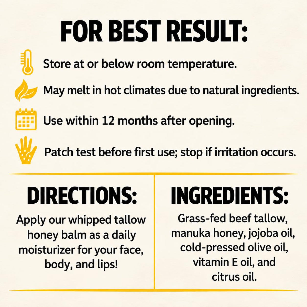 Wrath & Remedy Beef Tallow and Honey Balm, Handcrafted, Unscented, 4 oz