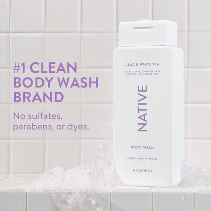 Native Clean Body Wash for Women & Men, Powder & Cotton Scent, 18 fl oz
