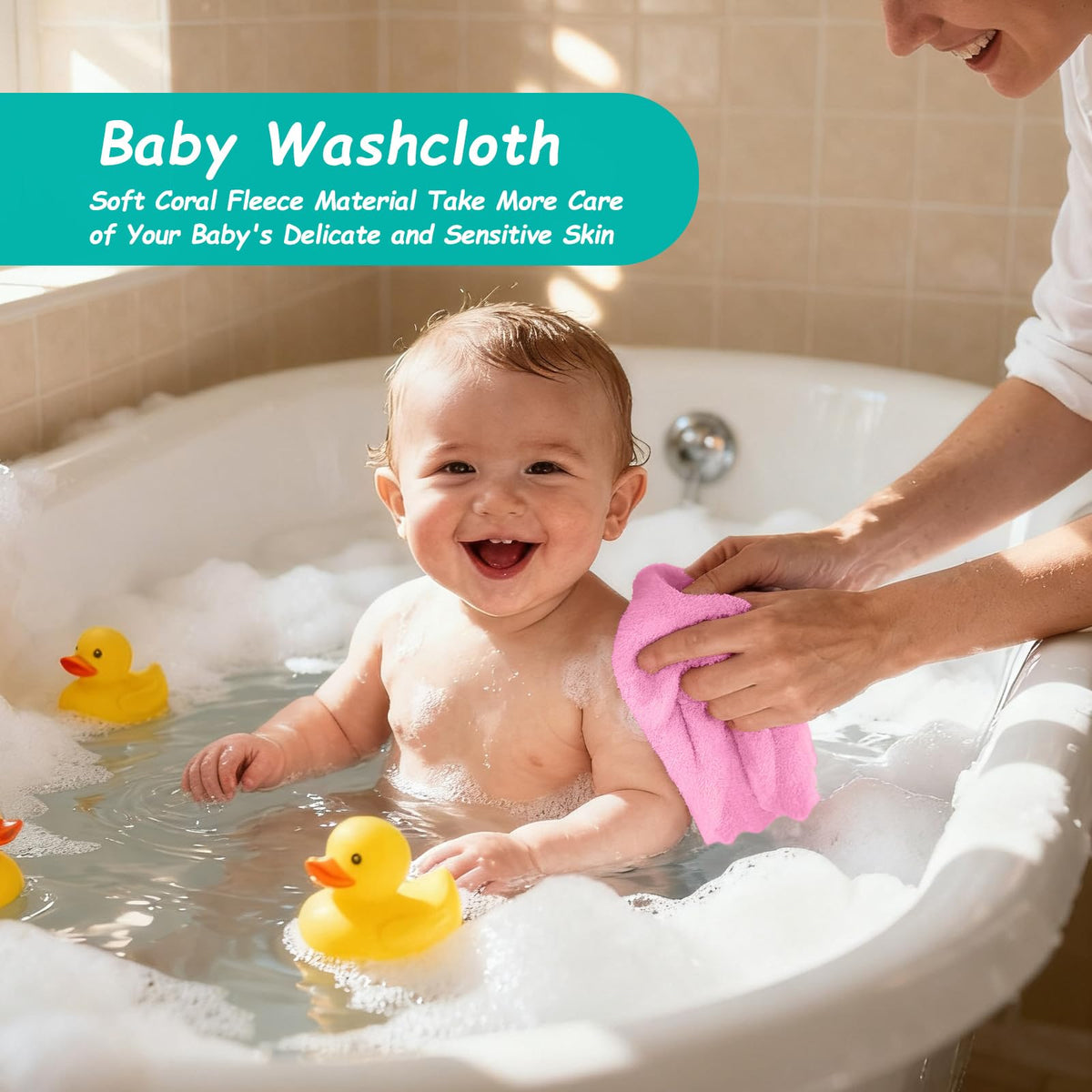 HOMEXCEL Baby Washcloths 24 Pack Microfiber Coral Fleece Soft Wash Cloths