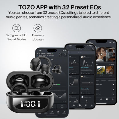 TOZO OpenEarRing Open Ear Earbuds 40H Bluetooth 5.4 Lightweight Comfort