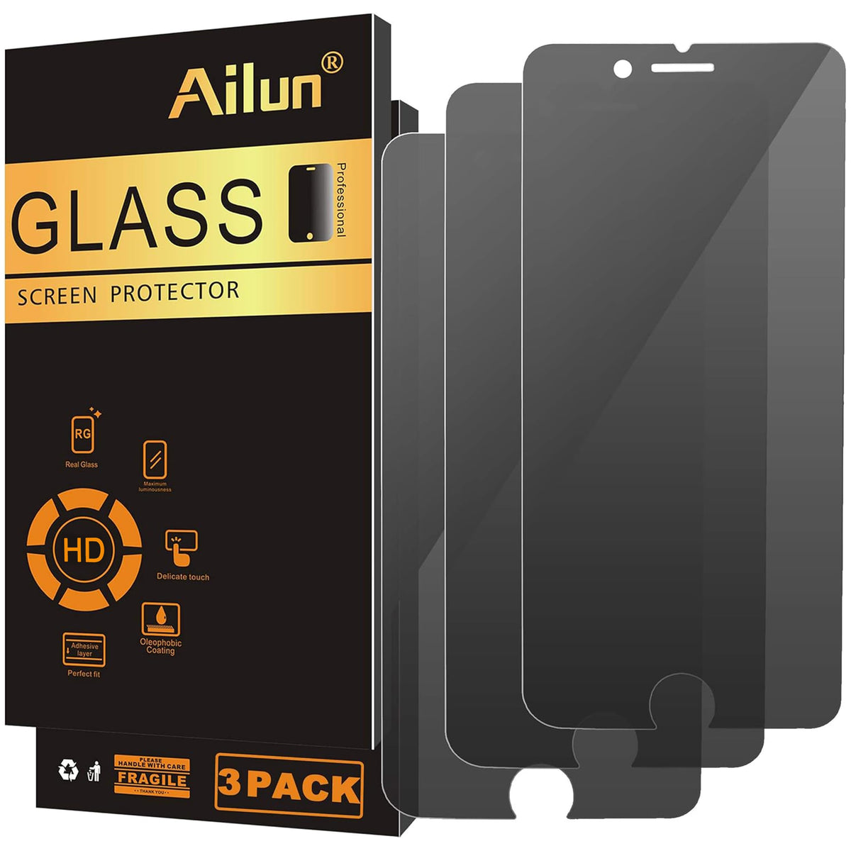 Ailun 3 Pack Privacy Screen Protector for iPhone 17 Pro Max, Tempered Glass