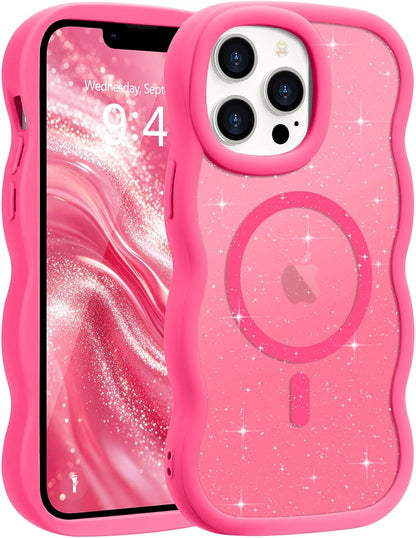 Pepmune for iPhone 16 Pro Max Case Curly Wavy Frame Translucent, Burgundy