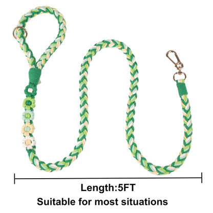 5FT Braided Cotton Rope Leash for Small, Medium and Large Dogs, Red & White Twist