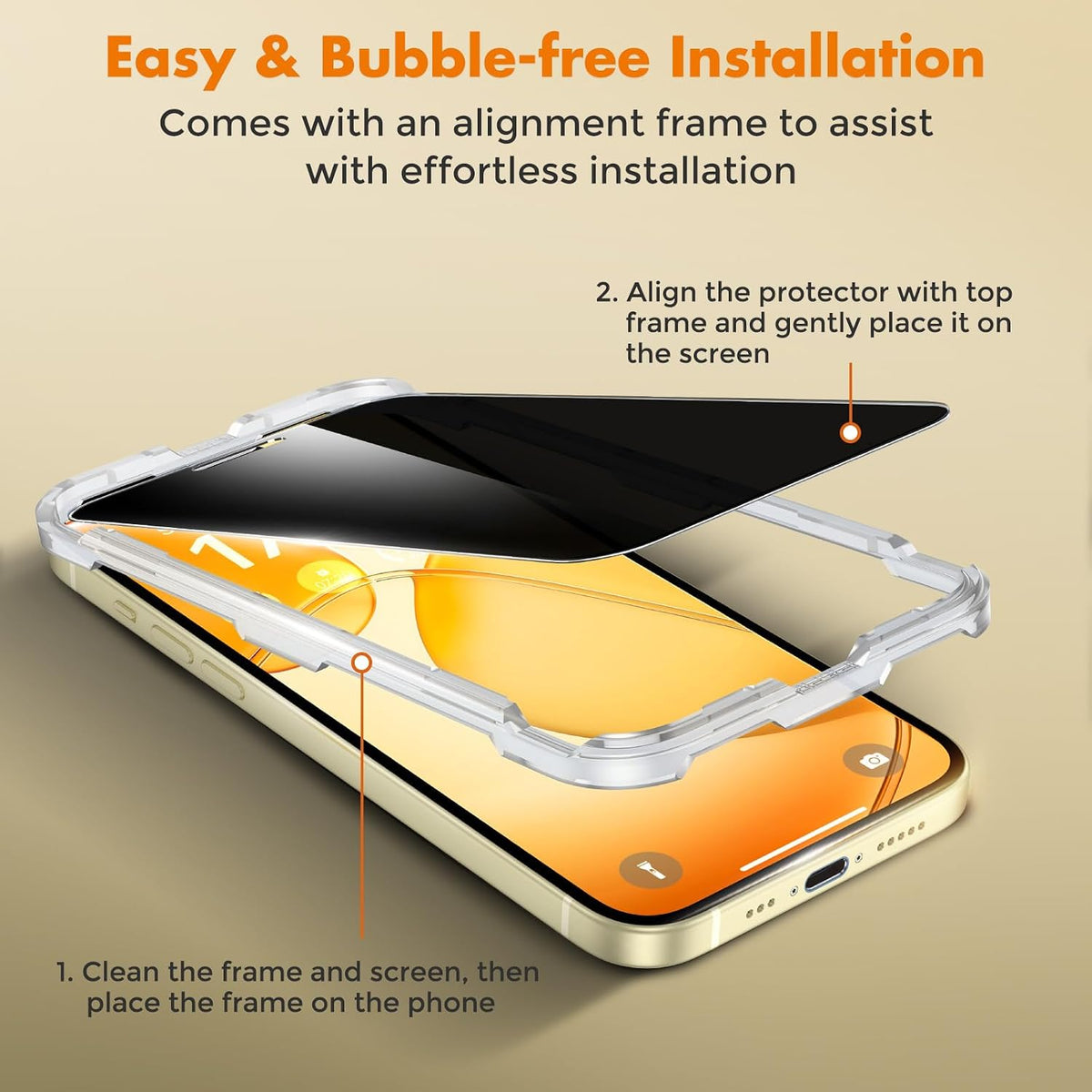 UNBREAKcable Privacy Screen Protector for iPhone 15, Full Coverage